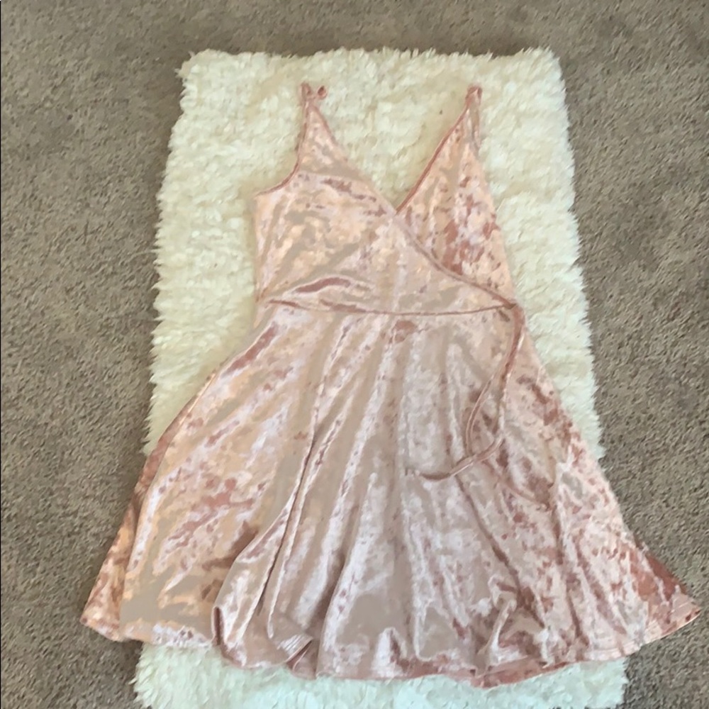 velvet feel pink little dress